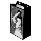 白いウェディングドレスの黒い花嫁のシルエット スモールペーパーバッグ (正面アングル)