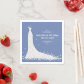 白いウェディングドレス及び粉青い背景 スタンダードカクテルナプキン (インサイチュ)