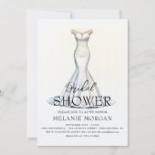 白いウェディングドレス 現代のブライズシャワー 招待状 (正面)