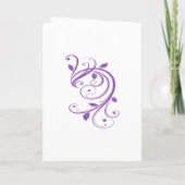 白いウェディングドレス、紫色の背景に渦巻きの花嫁の介添え人 招待状 (裏面)