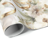 白いウェディングフラワー ラッピングペーパー (ロールコーナー)