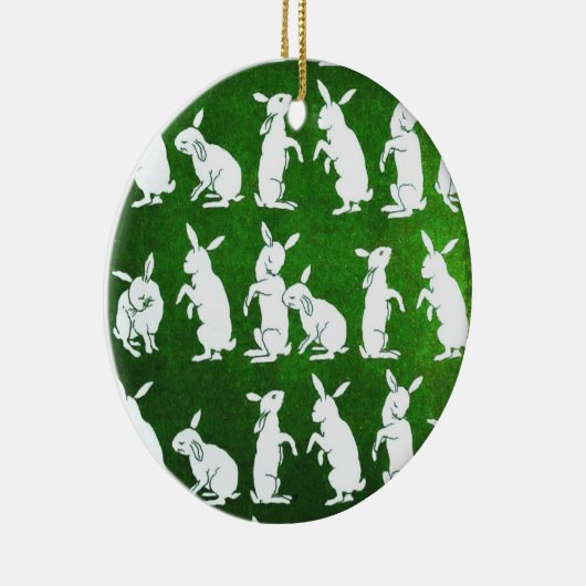 白いウサギのオーナメントを後を追って下さい セラミックオーナメント (右)