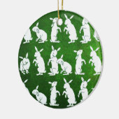 白いウサギのオーナメントを後を追って下さい セラミックオーナメント (左)