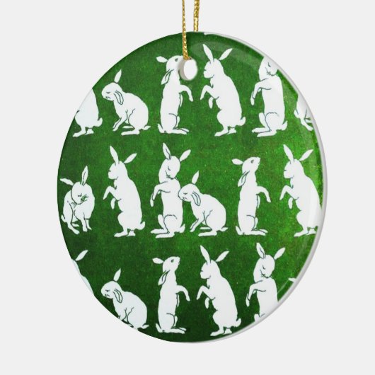 白いウサギのオーナメントを後を追って下さい セラミックオーナメント (左)