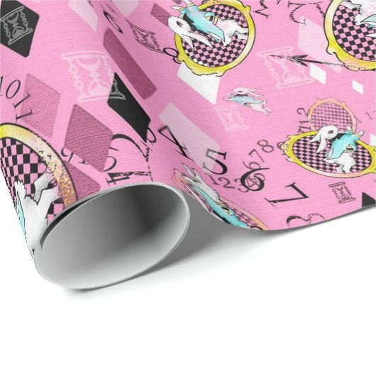 白いウサギのギフト用包装紙の不思議の国の包装紙 ラッピングペーパー (ロールコーナー)