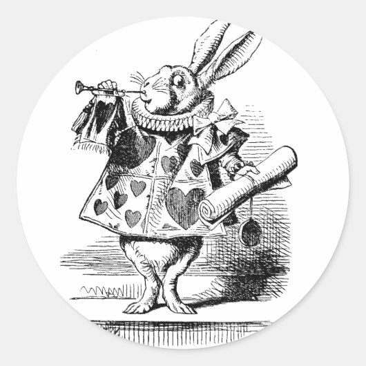 白いウサギのステッカー ラウンドシール (正面)