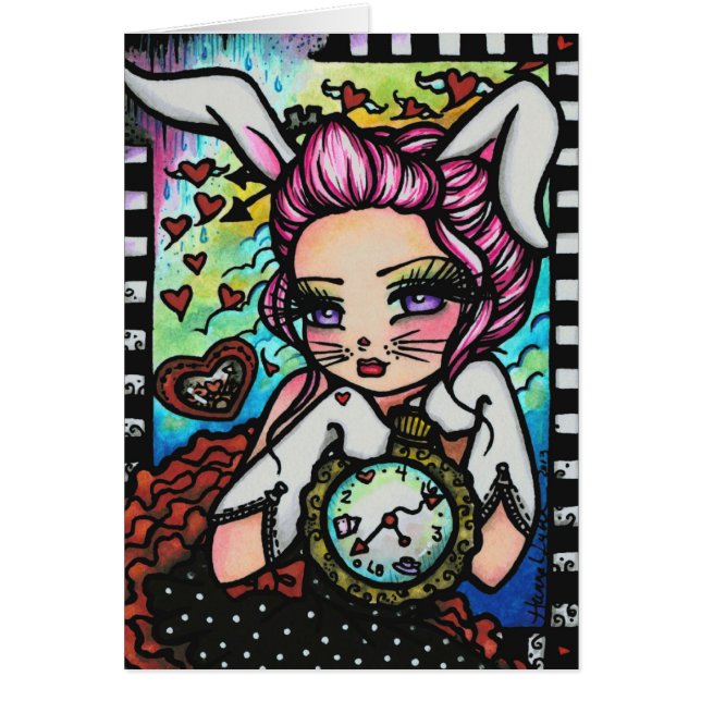 白いウサギのハートのアリスの不思議の国のファンタジー (正面)