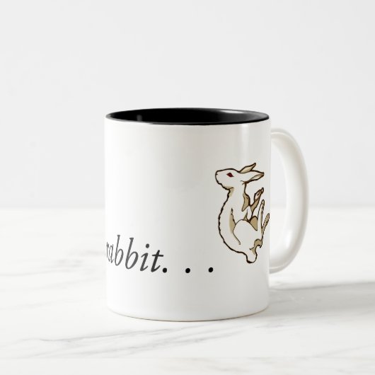白いウサギのマグを後を追って下さい ツートーンマグカップ (正面右)