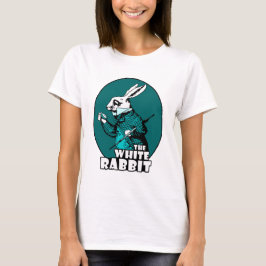 白いウサギのロゴのティール（緑がかった色） Tシャツ