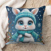 ❄️ 白いウサギの冬のインテリアギフト 🐰 クッション (ブランケット)
