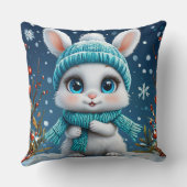 ❄️ 白いウサギの冬のインテリアギフト 🐰 クッション (裏面)