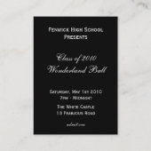 白いウサギの布告者のプロムの入札 コーリングカード (裏面)