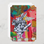 白いウサギデザイナーバレンタインデー平らなカード シーズンカード (正面/裏面)