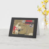 白いウサギ カード (黄色い花)