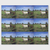 白いウシとその群れ。 ラッピングペーパー (フラット)