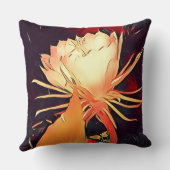 白いエキゾチックな花ブラマ・ロータス・フローラル・ウォーターカラー クッション (裏面)