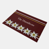 白いエデルワイスオンレッドドアマット ドアマット (アングル)