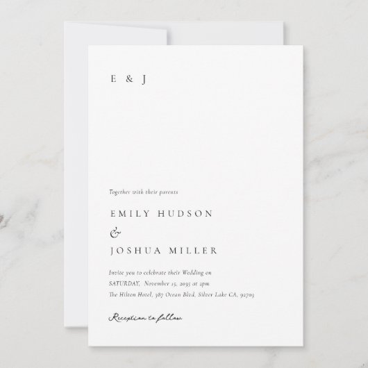 白いエレガモダンントウェディング 招待状 (正面)