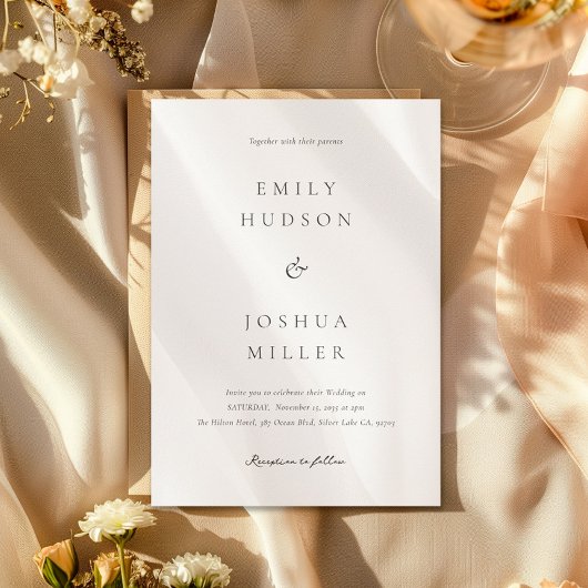 白いエレガモダンントウェディング 招待状