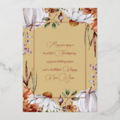 白いエレガントかぼちゃと花バラ金ゴールドスクリプト 箔シーズンカード (正面)