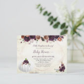 白いエレガントかぼちゃのカップル赤ちゃんシャワー ポストカード (スタンド正面)