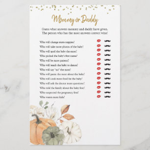 白いエレガントかぼちゃのママまたはパパのゲーム