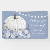 白いエレガントかぼちゃの赤ちゃんシャワーほこりっぽい青 横断幕 (横)