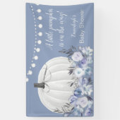 白いエレガントかぼちゃの赤ちゃんシャワーほこりっぽい青 横断幕 (縦)