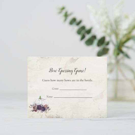 白いエレガントかぼちゃを推測する赤ちゃんシャワーゲーム 招待状 (スタンド正面)