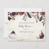 白いエレガントかぼちゃを推測する赤ちゃんシャワーゲーム 招待状 (裏面)