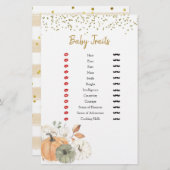 白いエレガントかぼちゃシャワーベビー特性ゲーム (正面/裏面)