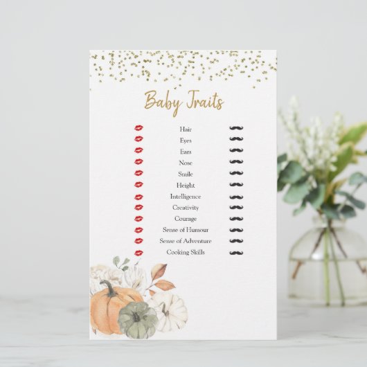 白いエレガントかぼちゃシャワーベビー特性ゲーム (スタンド正面)