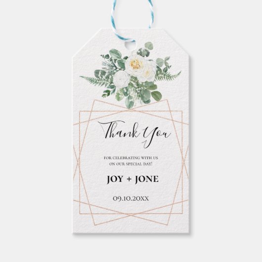 白いエレガントなお礼ギフト ギフトタグ (正面)