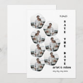 白いエレガントなモダンフォトコラージュ　保存日 招待状 (正面/裏面)