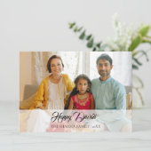 白いエレガントな写真 ハッピー ディワリ グリーティング シーズンカード (スタンド正面)