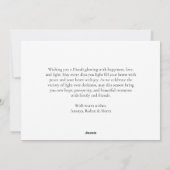 白いエレガントな写真 ハッピー ディワリ グリーティング シーズンカード (裏面)