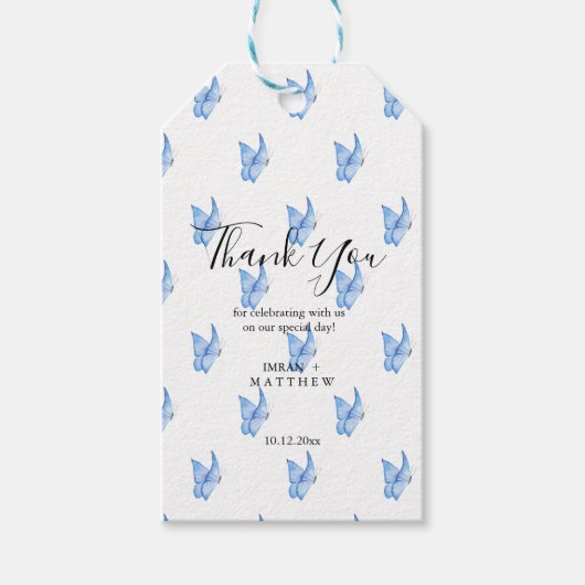 白いエレガントな感謝の贈り物 ギフトタグ (正面)