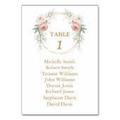 白いエレガントほこりっぽいバラの花の座席表 テーブルナンバー (裏面)