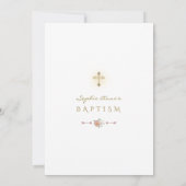 白いエレガントほこりっぽいバラフラワーブーケバプテスマ 招待状 (裏面)