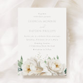 白いエレガントウエディングフラワーズ結婚式招待状 招待状
