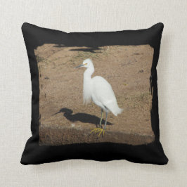 白いエレガントエグレ写真大型の野鳥 クッション