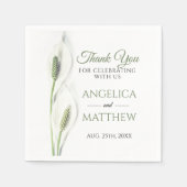 白いエレガントカラユリ花フローラありがとう スタンダードカクテルナプキン (正面)