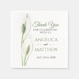 白いエレガントカラユリ花フローラありがとう スタンダードカクテルナプキン