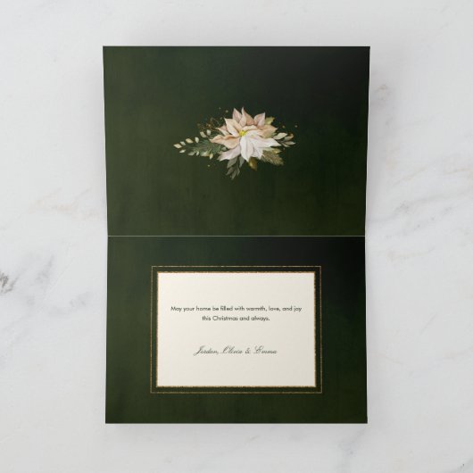 白いエレガントクリスマスの花の書道写真 シーズンカード (内部)