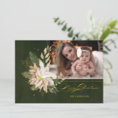 白いエレガントクリスマスの花の書道写真 シーズンカード (スタンド正面)