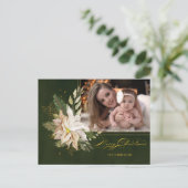 白いエレガントクリスマスの花の書道写真 シーズンポストカード (スタンド正面)