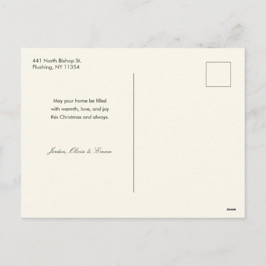 白いエレガントクリスマスの花の書道写真 シーズンポストカード (裏面)