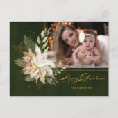 白いエレガントクリスマスの花の書道写真 シーズンポストカード (正面)