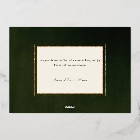 白いエレガントクリスマスの花の書道写真 箔シーズンカード (裏面)