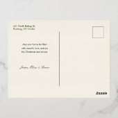 白いエレガントクリスマスの花の書道写真 箔シーズンポストカード (裏面)